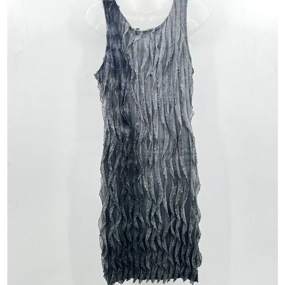Notations Textured Crinkle Ombre Dress Sz S Gray Grunge Goth Whimsigoth Stretch - Picture 2 of 10